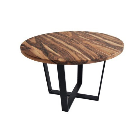 Table ronde à barre en noyer 