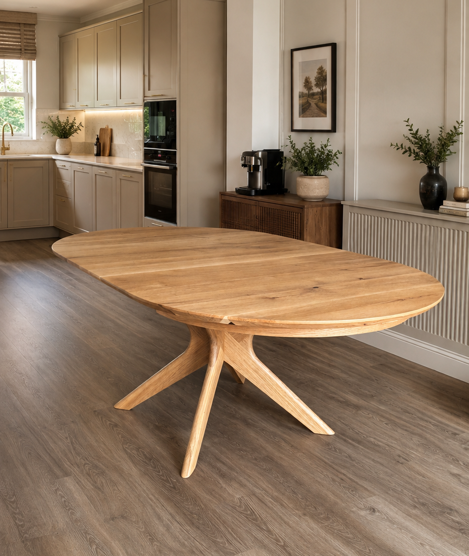Table de salle à manger ronde extensible Bibi en chêne massif | S10Home