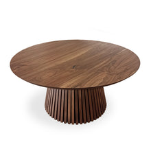 Table à manger ronde extensible Vivien en noyer chocolat S10Home