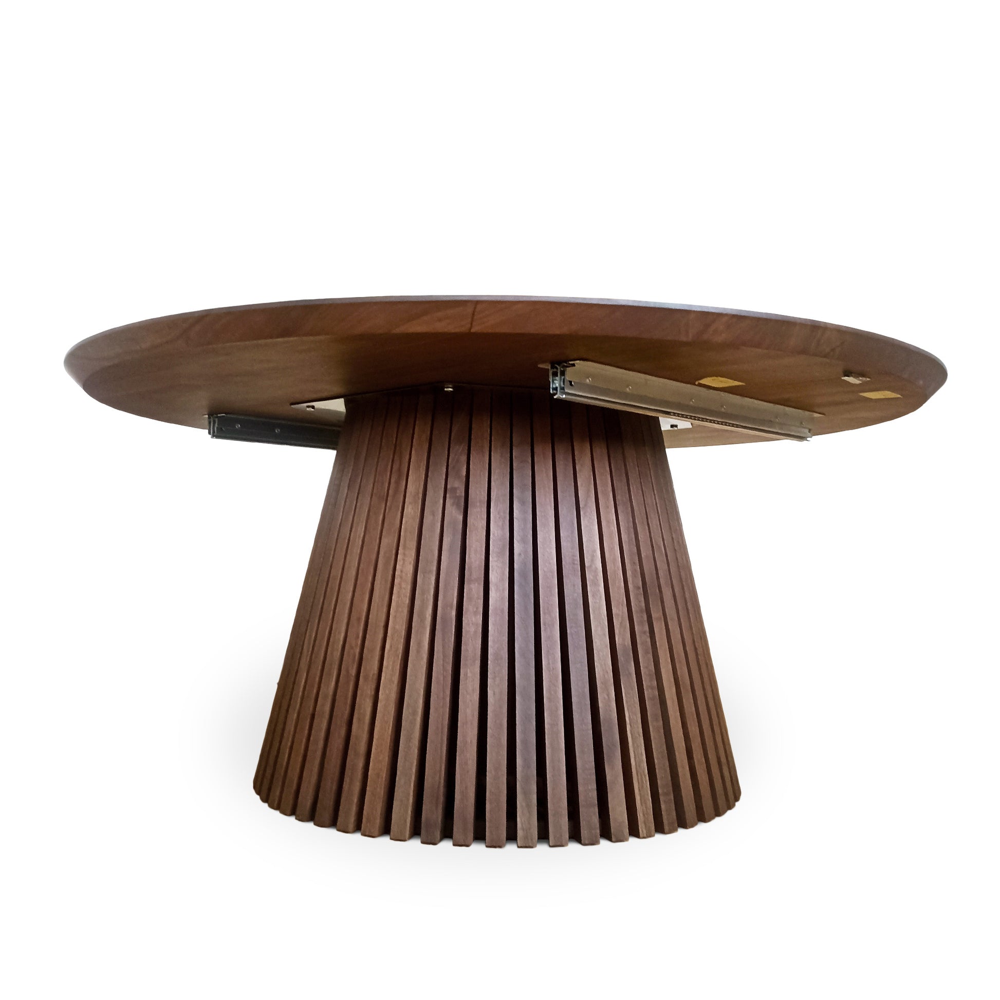 Table à manger ronde extensible Vivien en noyer chocolat S10Home