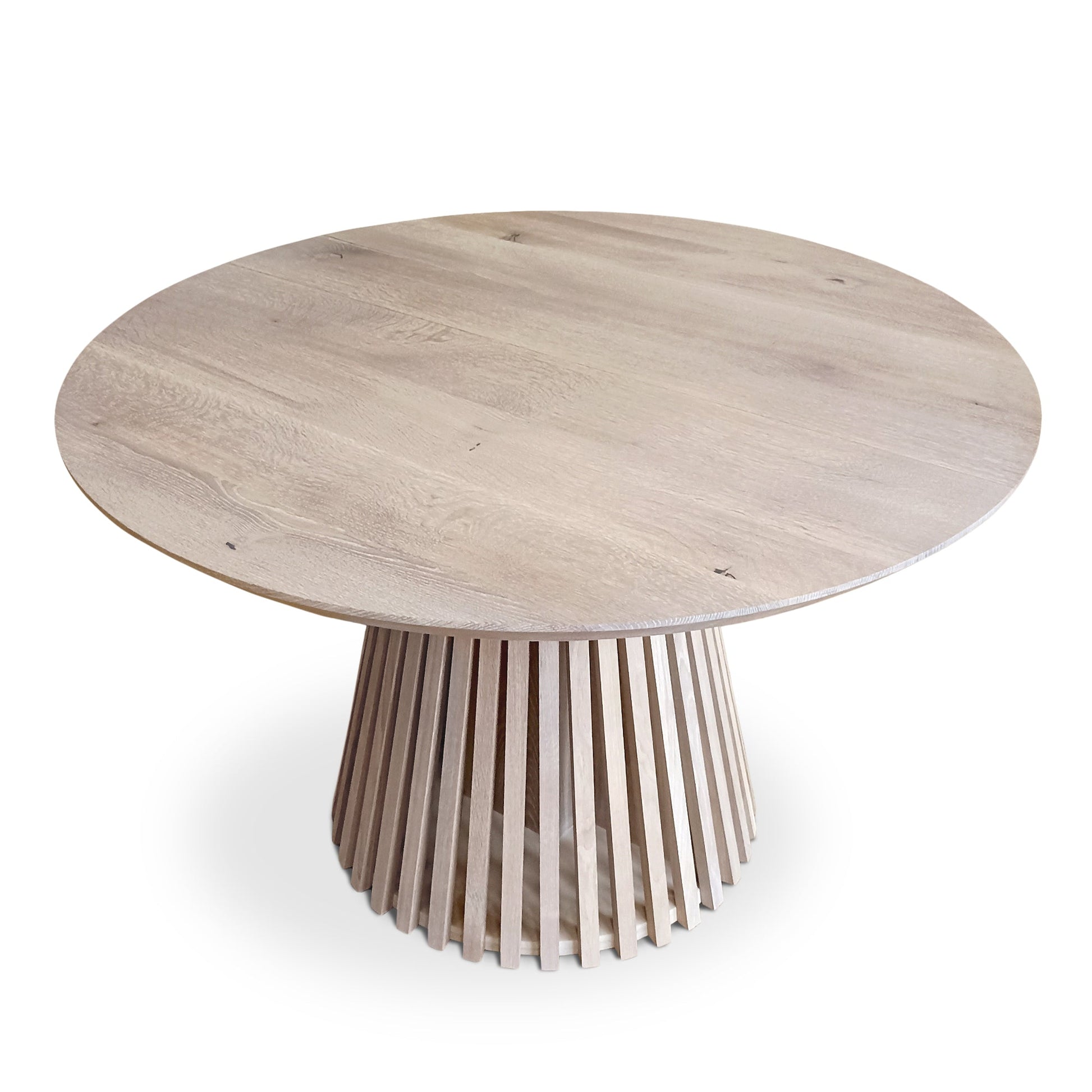 Table à manger ronde extensible Vivien en chêne coton 