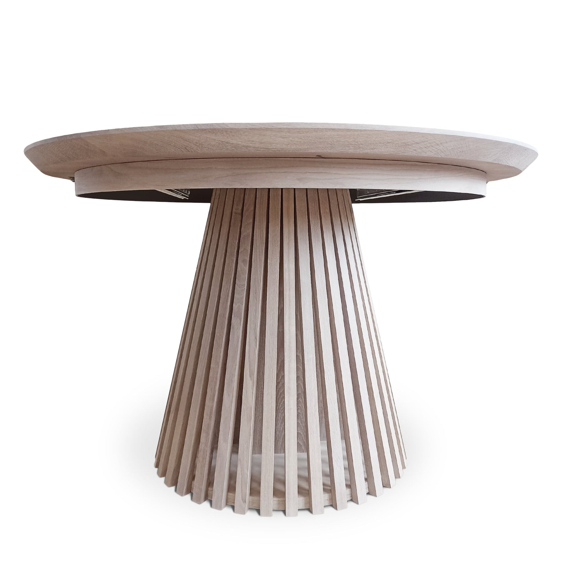 Table à manger ronde extensible Vivien en chêne coton 