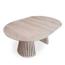 Table à manger ronde extensible Vivien en chêne coton 