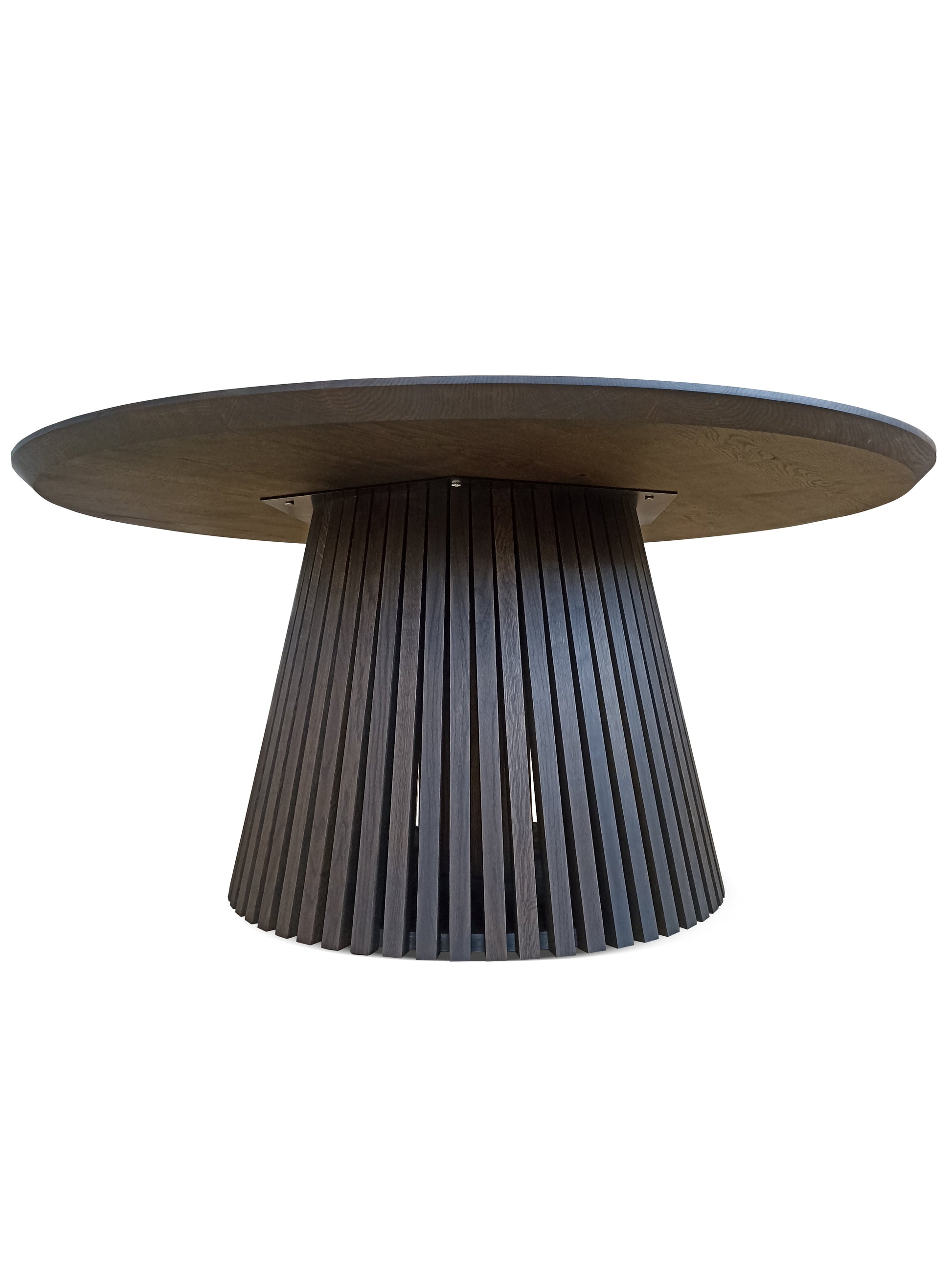 Table de salle à manger extensible ronde Vivien en chêne anthracite | S10Home