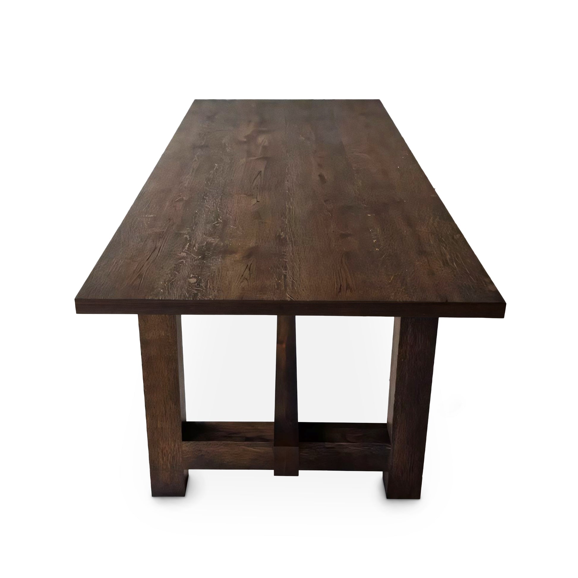 Table de salle à manger rustique extensible en chêne chocolat S10Home