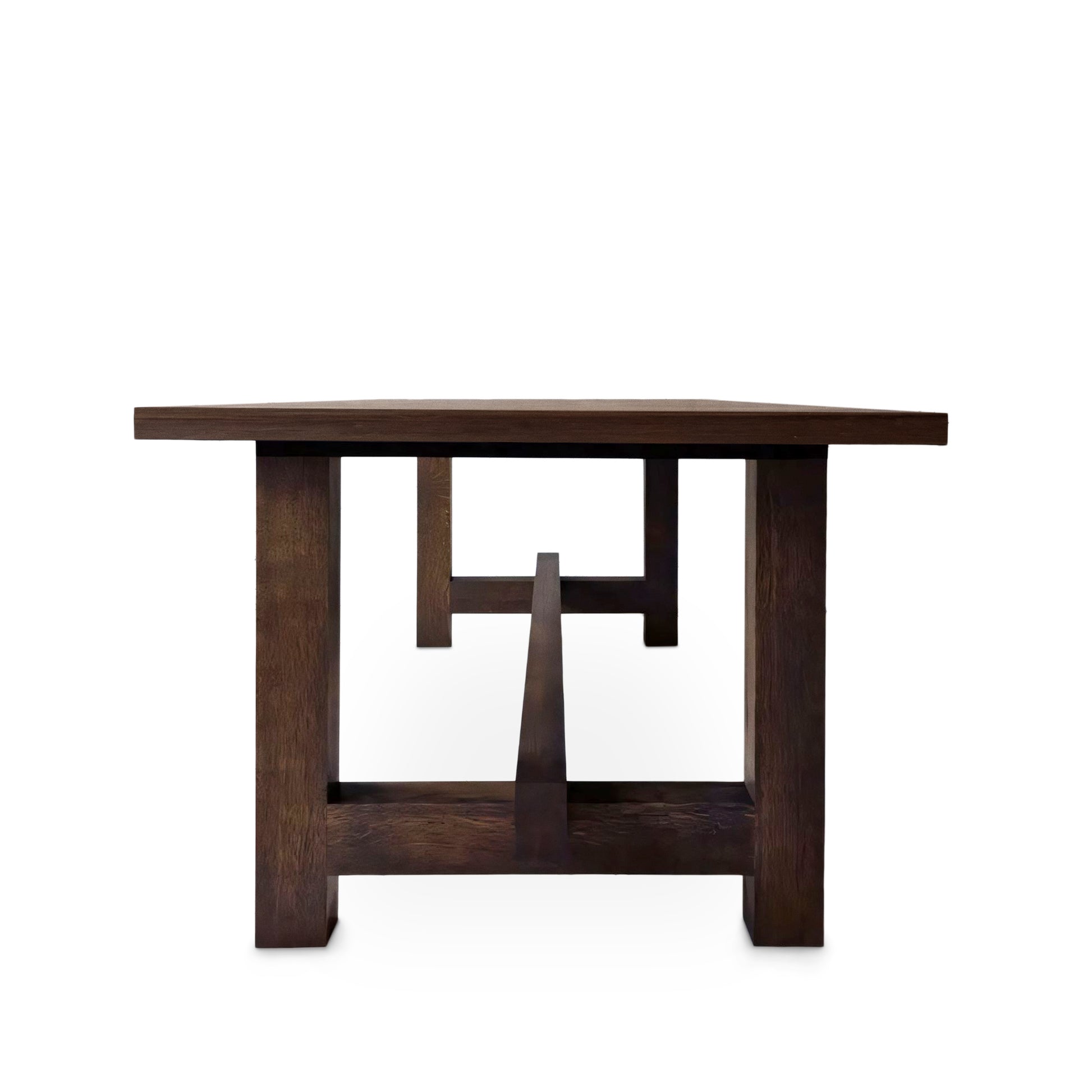 Table de salle à manger rustique extensible en chêne chocolat S10Home