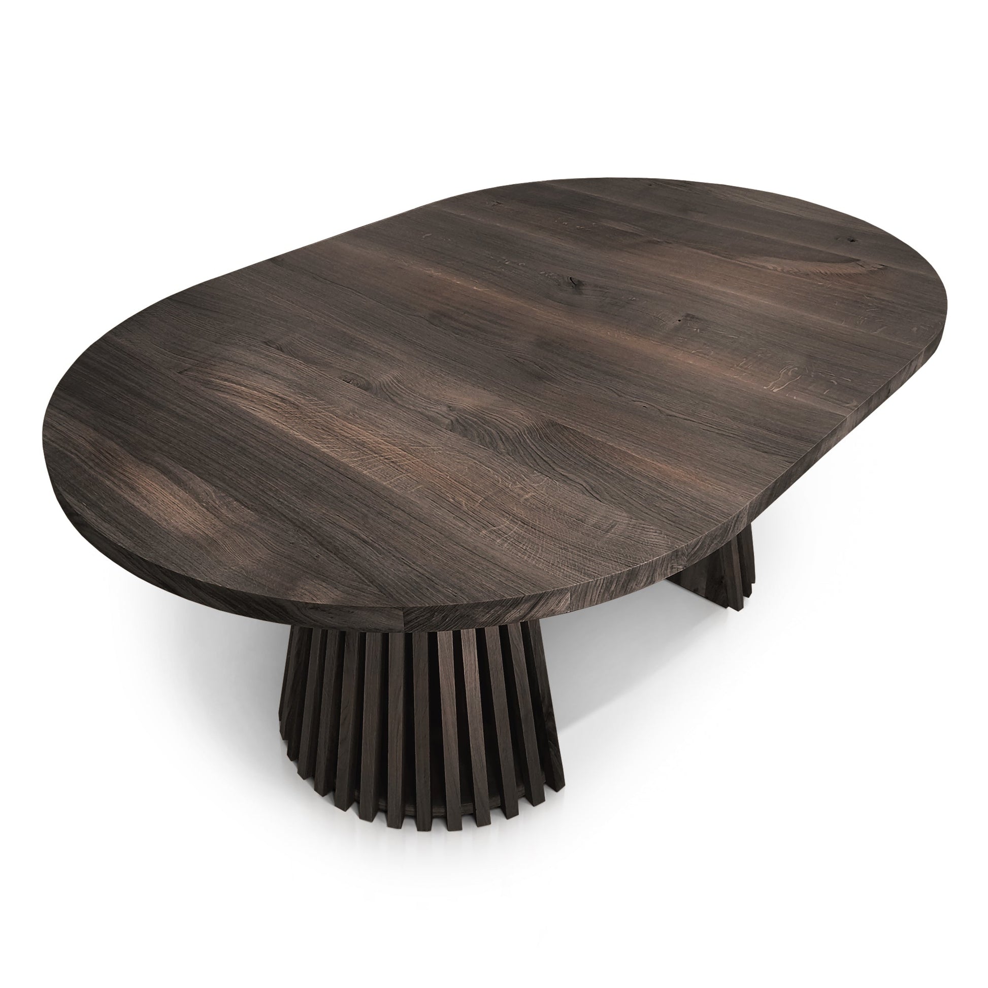 Table de salle à manger extensible ronde Vivien en chêne anthracite | S10Home
