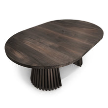 Table de salle à manger extensible ronde Vivien en chêne anthracite | S10Home