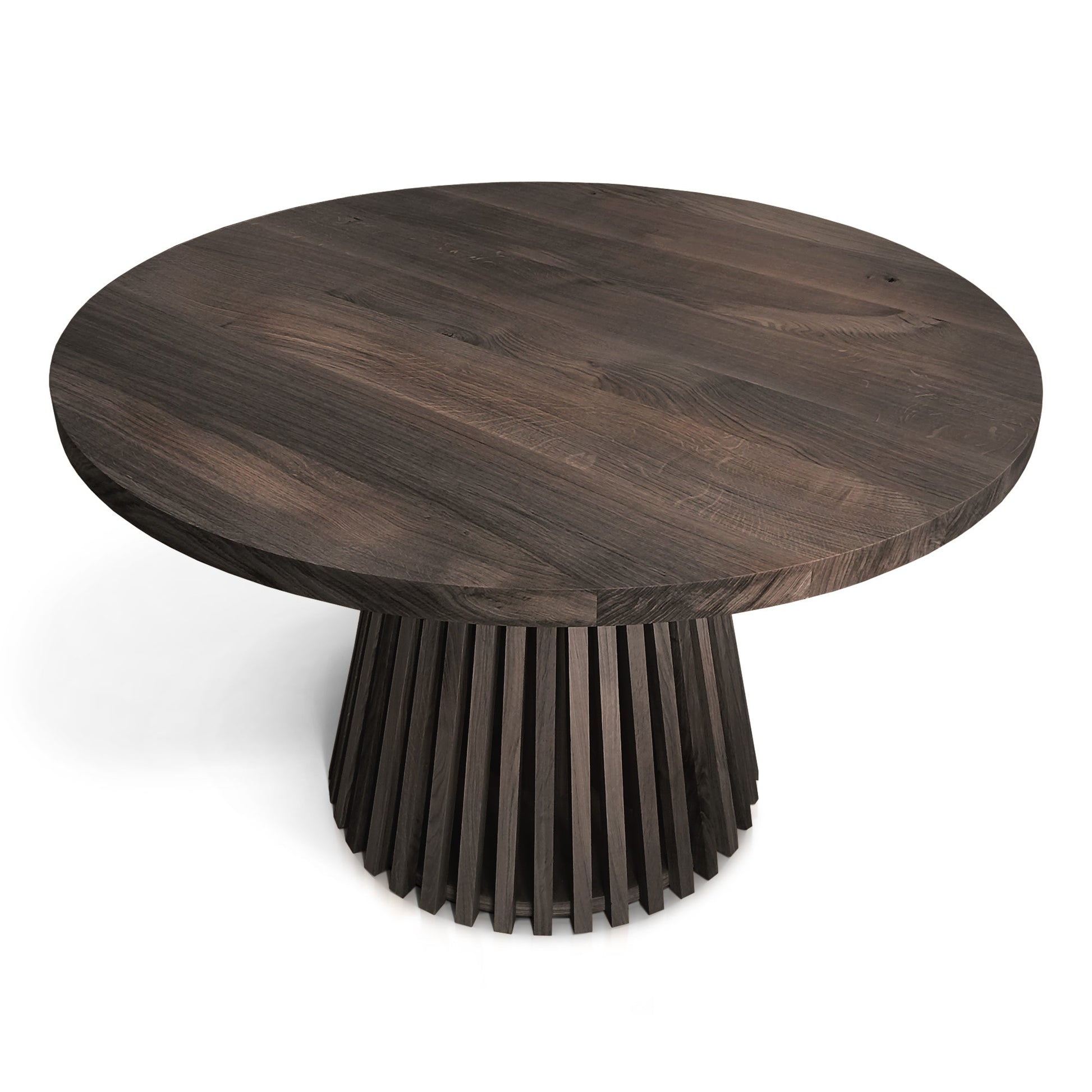 Table de salle à manger extensible ronde Vivien en chêne anthracite | S10Home