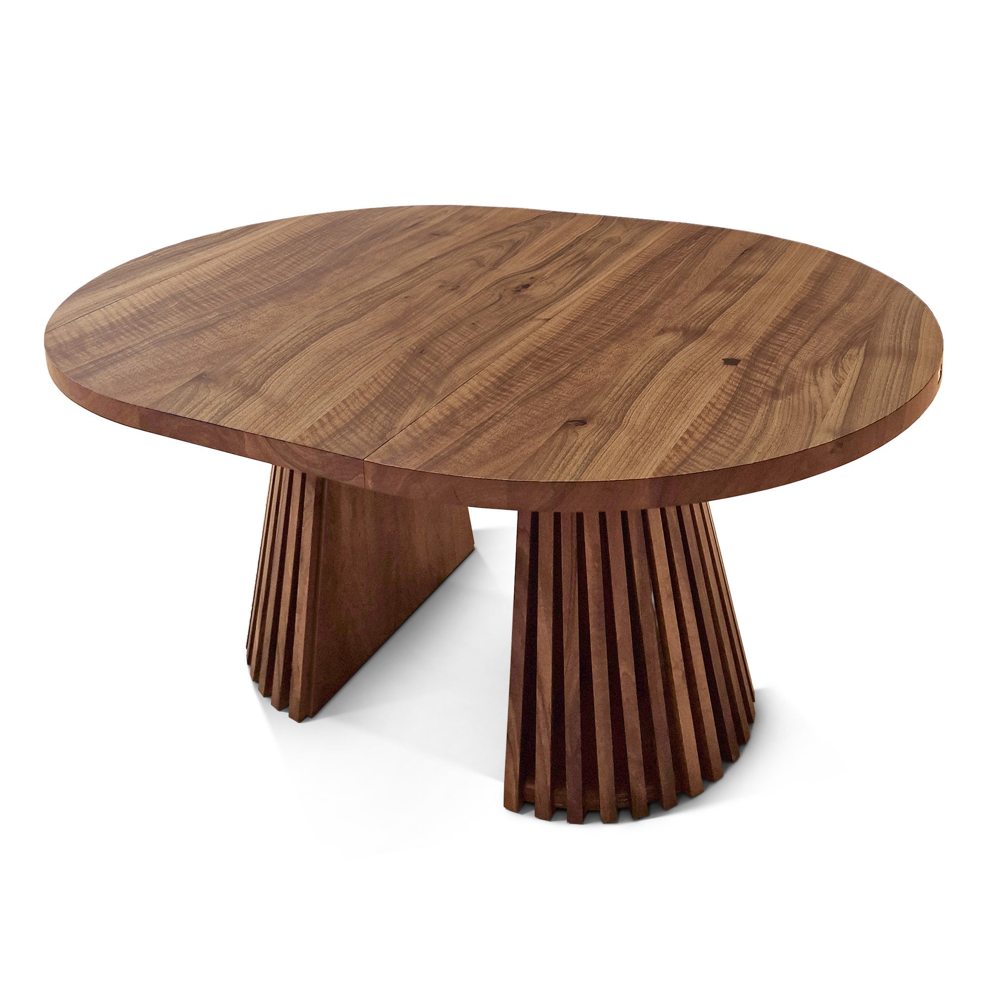 Table à manger ronde extensible Vivien en noyer chocolat S10Home