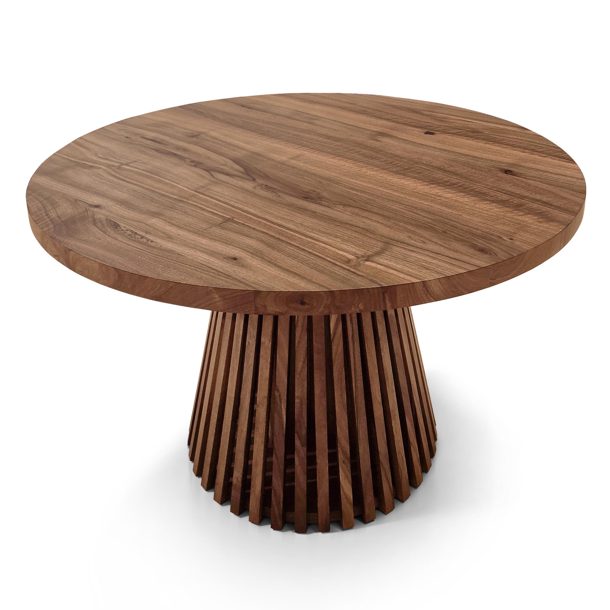 Table à manger ronde extensible Vivien en noyer chocolat S10Home