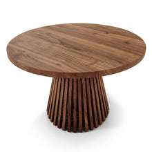 Table à manger ronde extensible Vivien en noyer chocolat S10Home