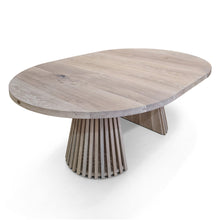 Table à manger ronde extensible Vivien en chêne de coton 