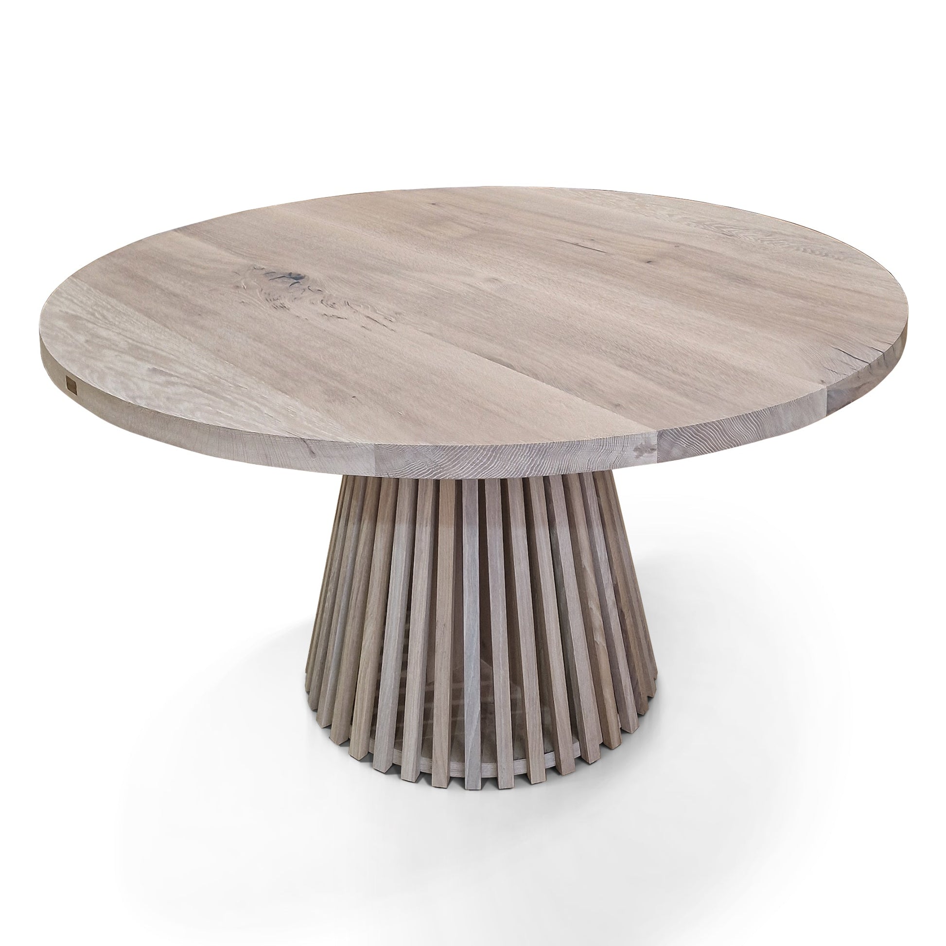 Table à manger ronde extensible Vivien en chêne de coton 