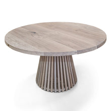 Table à manger ronde extensible Vivien en chêne de coton 