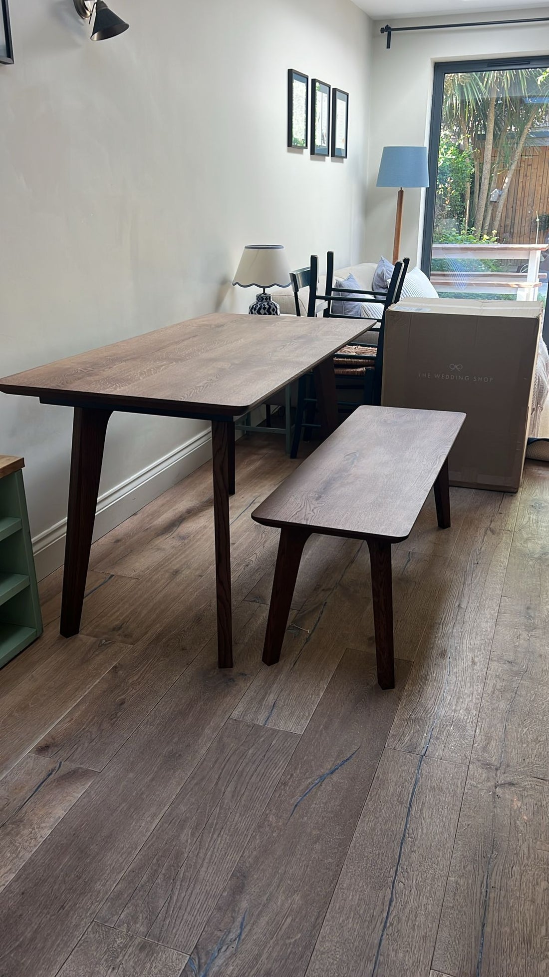 Table en chêne massif Aurora 140 cm et banc 