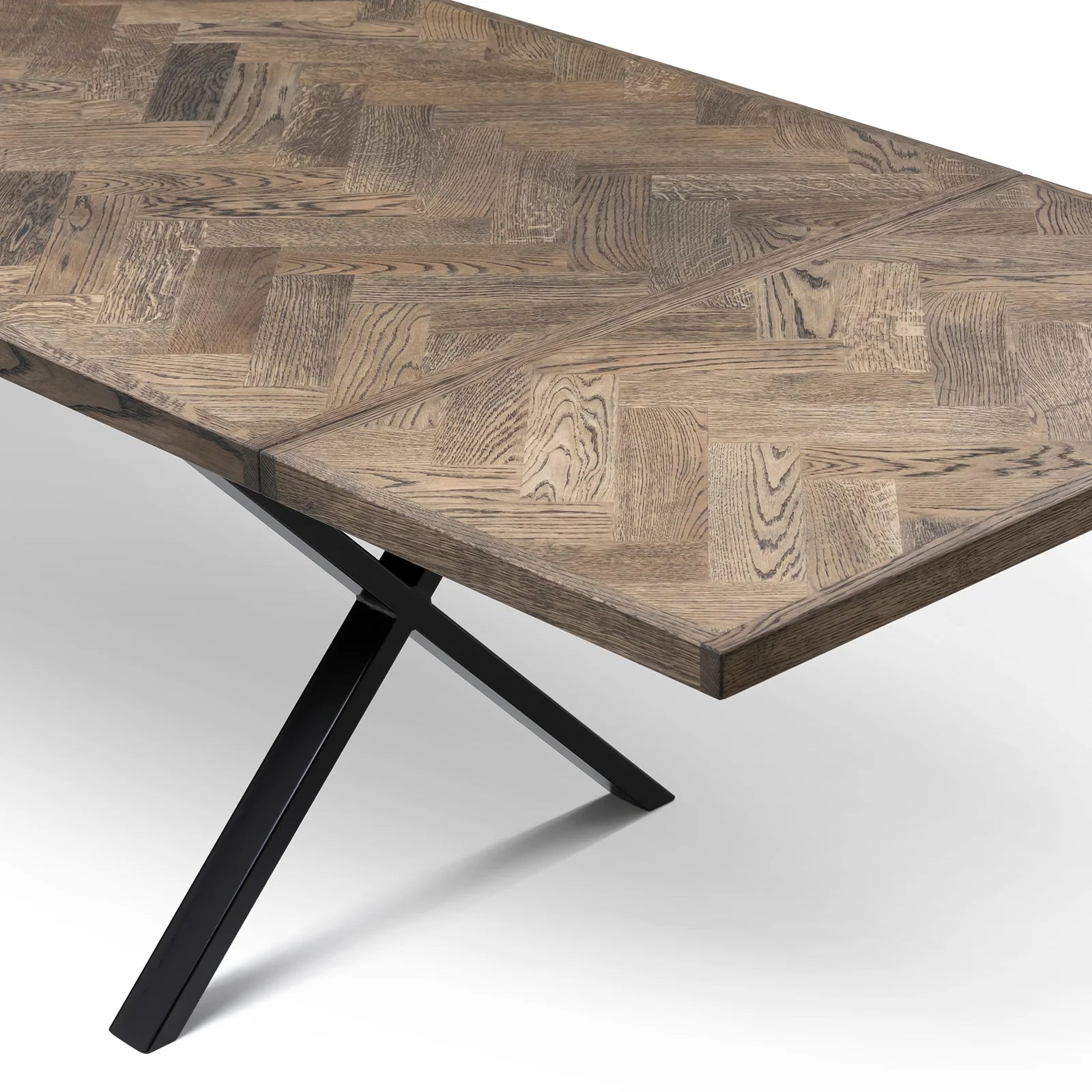 Table de repas extensible Astrid en chevrons charbon, extensible de S10Home