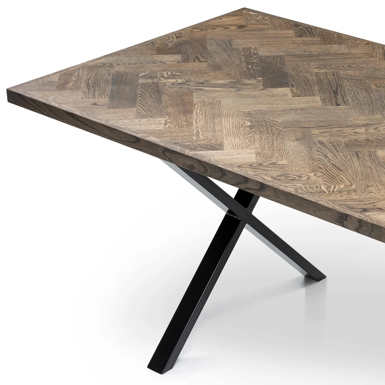 Table de repas extensible Astrid en chevrons charbon, extensible de S10Home