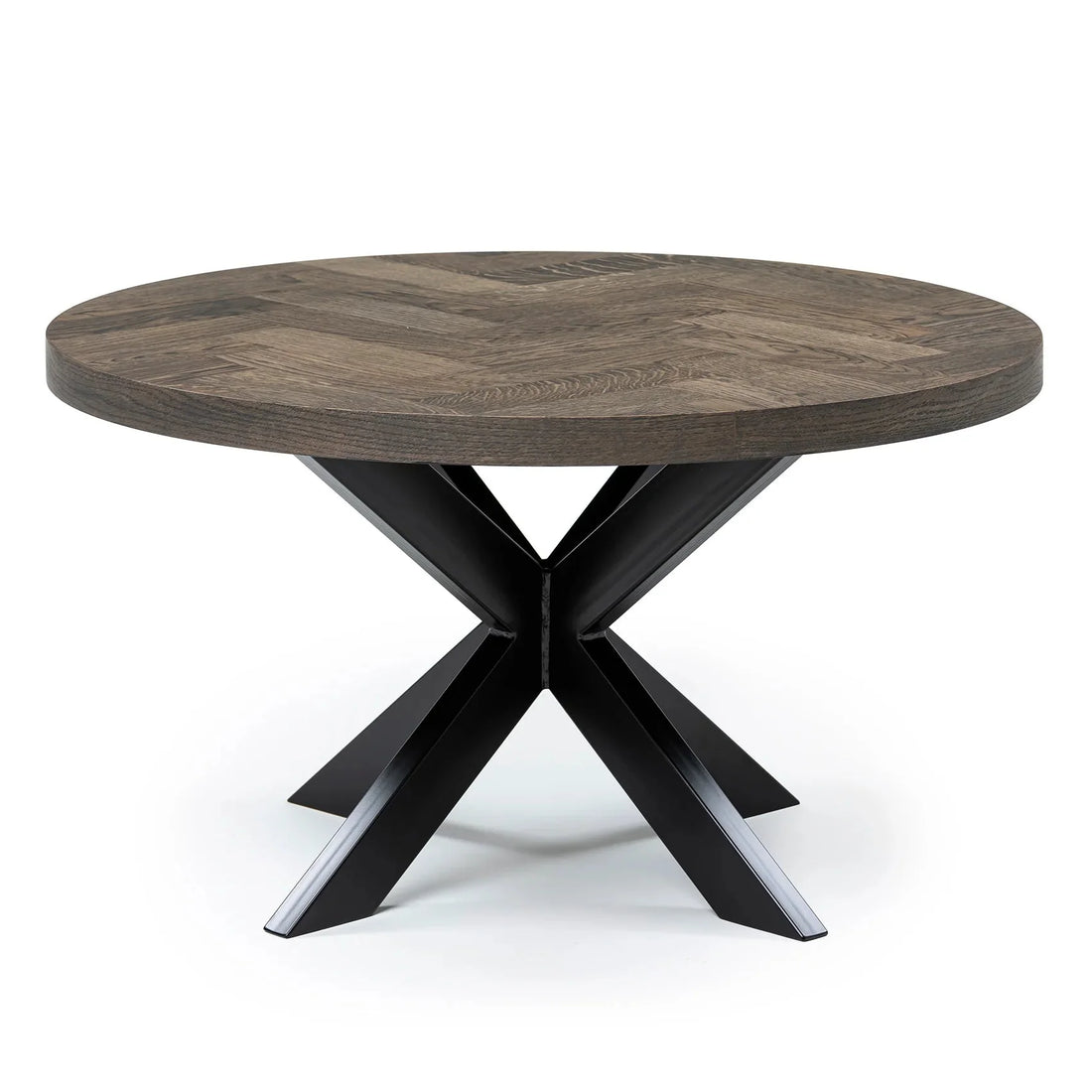 Table basse ronde en chêne charbon à chevrons Astrid | S10Home