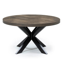 Astrid Herringbone Round Coffee Table in Charcoal Oak | S10Home
