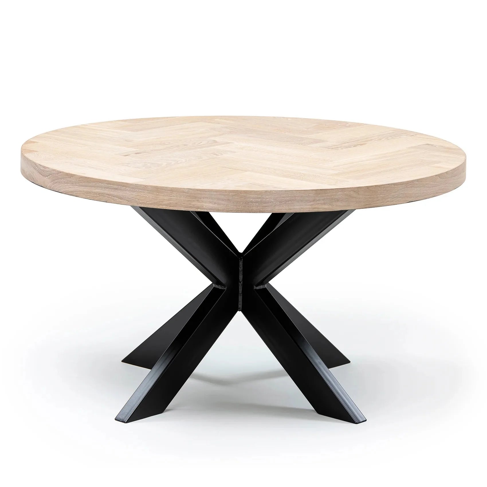Table basse ronde Astrid à chevrons en hêtre en chêne de coton | S10Home