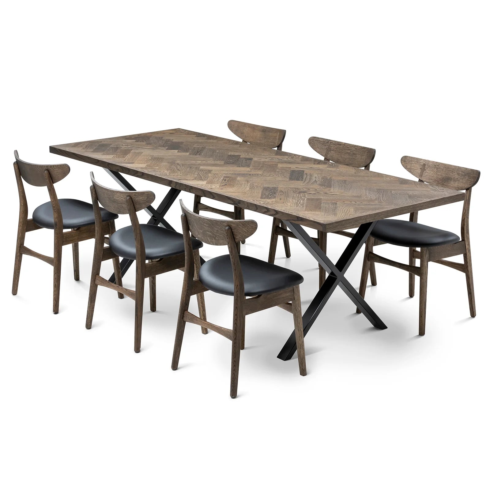 Table de repas extensible Astrid en chevrons charbon, extensible de S10Home