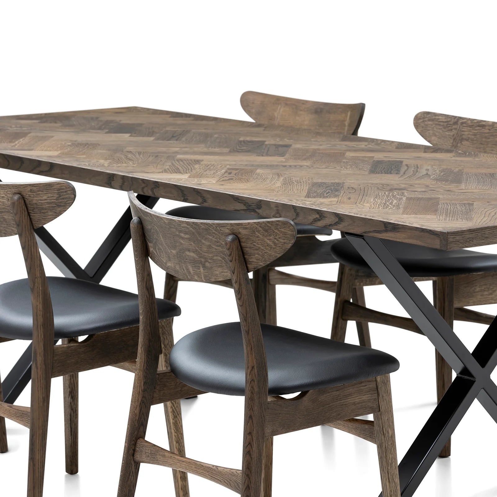 Table de repas extensible Astrid en chevrons charbon, extensible de S10Home