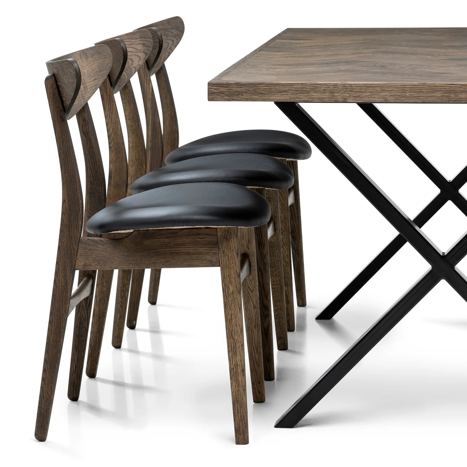 Table de repas extensible Astrid en chevrons charbon, extensible de S10Home