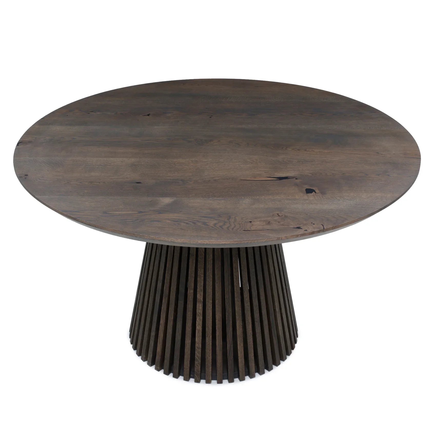 Table de salle à manger extensible ronde Vivien en chêne anthracite | S10Home