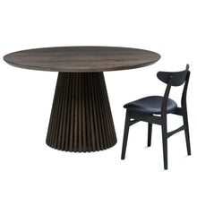 Table de salle à manger extensible ronde Vivien en chêne anthracite | S10Home