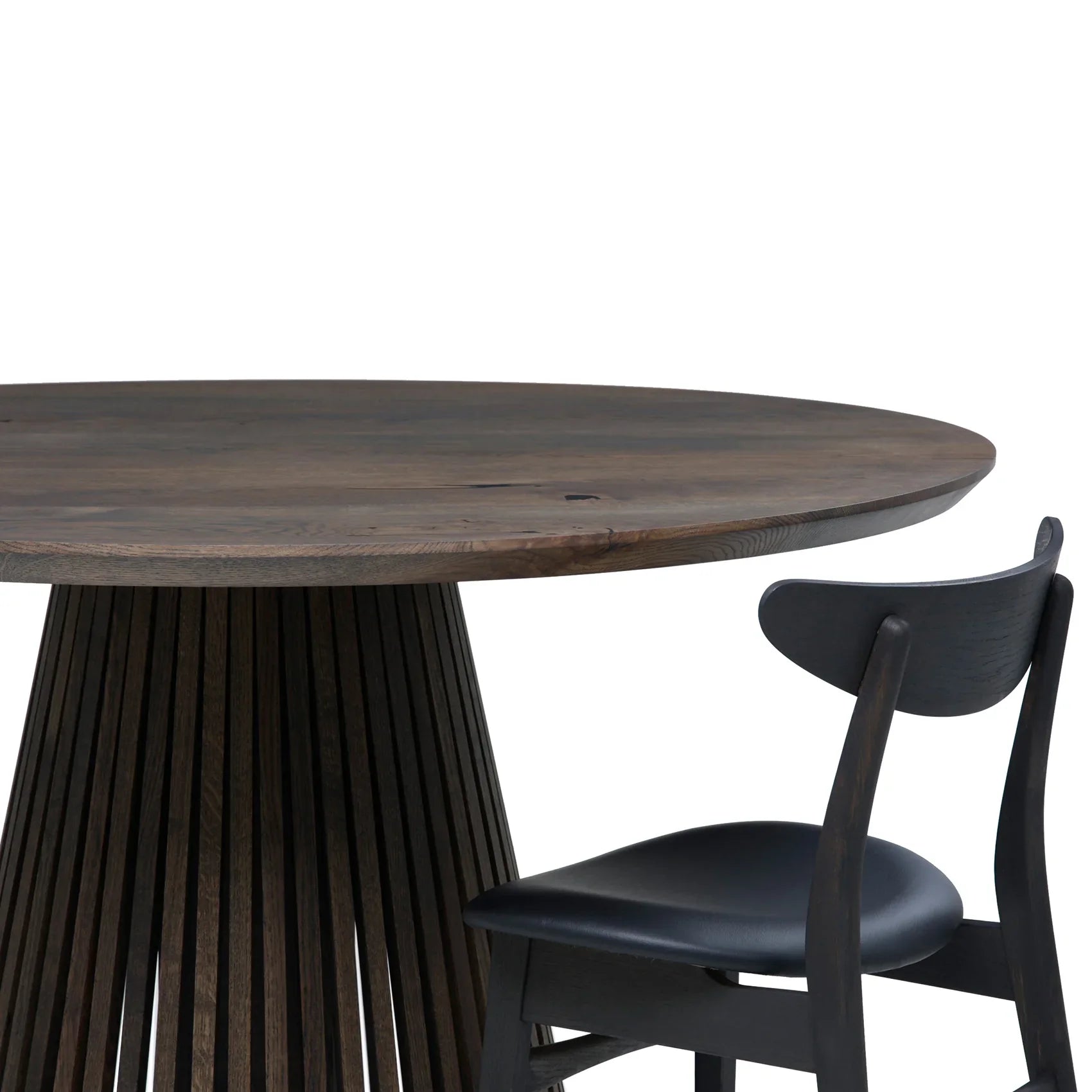 Table de salle à manger extensible ronde Vivien en chêne anthracite | S10Home